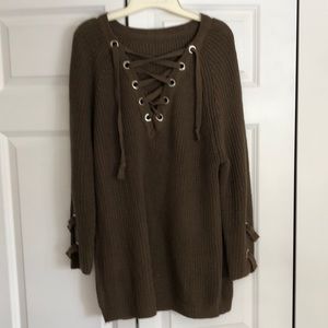Lace up sweater
